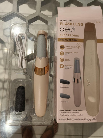 Electronic Pedicure Tool Cordless Rechargeable Callus Dead Skin Remover Polishing Wand with Roller Heads Flawless Pedi Electronic Pedicure Tool Callus Dead Skin Remover